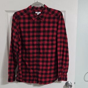 Croft & Barrow Red and Black Plaid Button Down Shirt